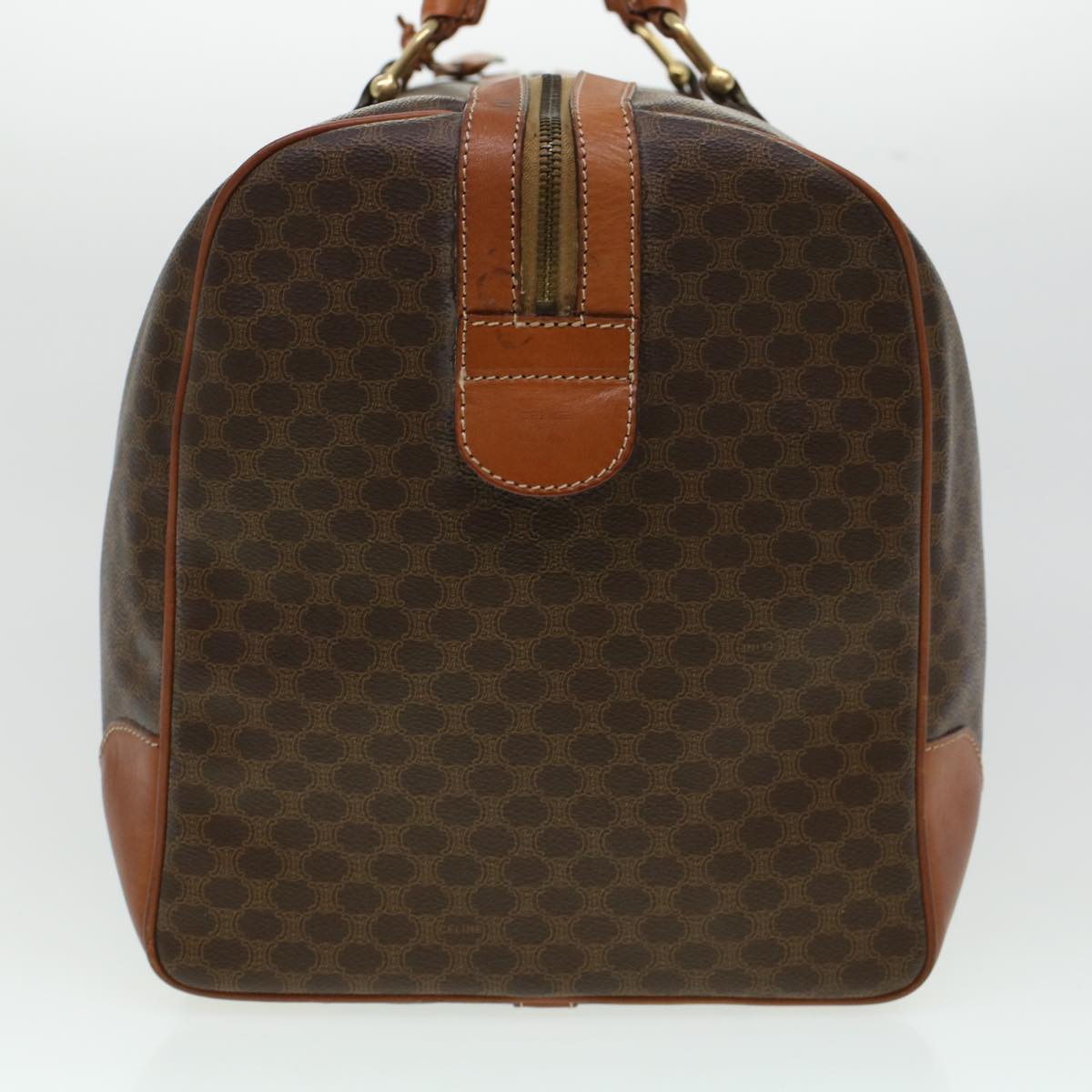 Luxury CELINE Macadam Canvas Boston Bag PVC Leather Brown  uy133