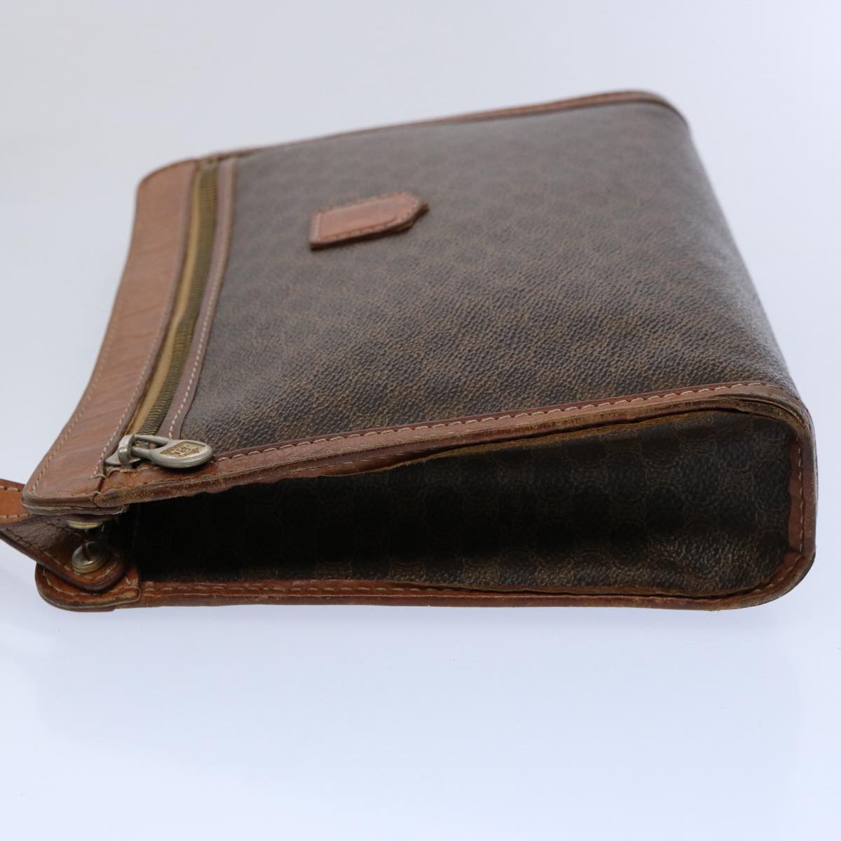 Luxury CELINE Macadam Canvas Clutch Bag PVC Leather Brown  uy144