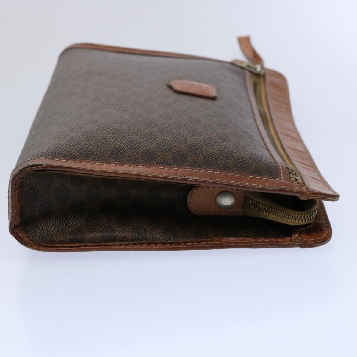Luxury CELINE Macadam Canvas Clutch Bag PVC Leather Brown  uy144