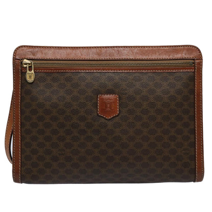 Luxury CELINE Macadam Canvas Clutch Bag PVC Leather Brown  uy149