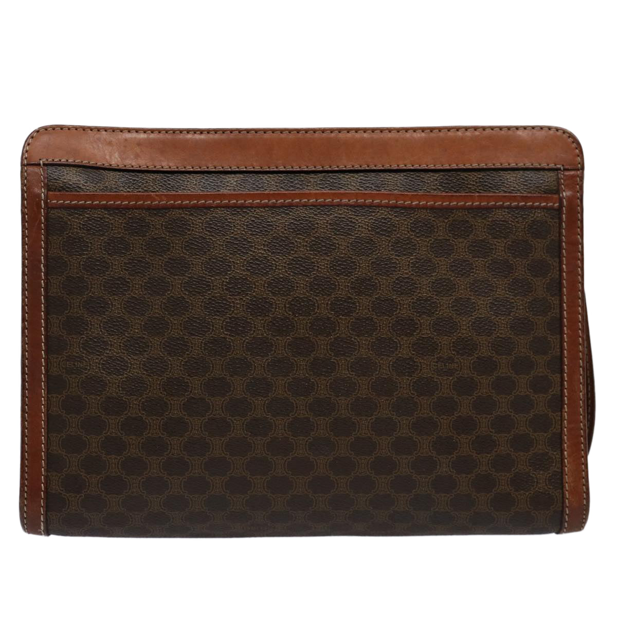 Luxury CELINE Macadam Canvas Clutch Bag PVC Leather Brown  uy149