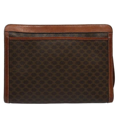 Luxury CELINE Macadam Canvas Clutch Bag PVC Leather Brown  uy149