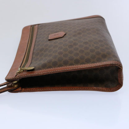 Luxury CELINE Macadam Canvas Clutch Bag PVC Leather Brown  uy149