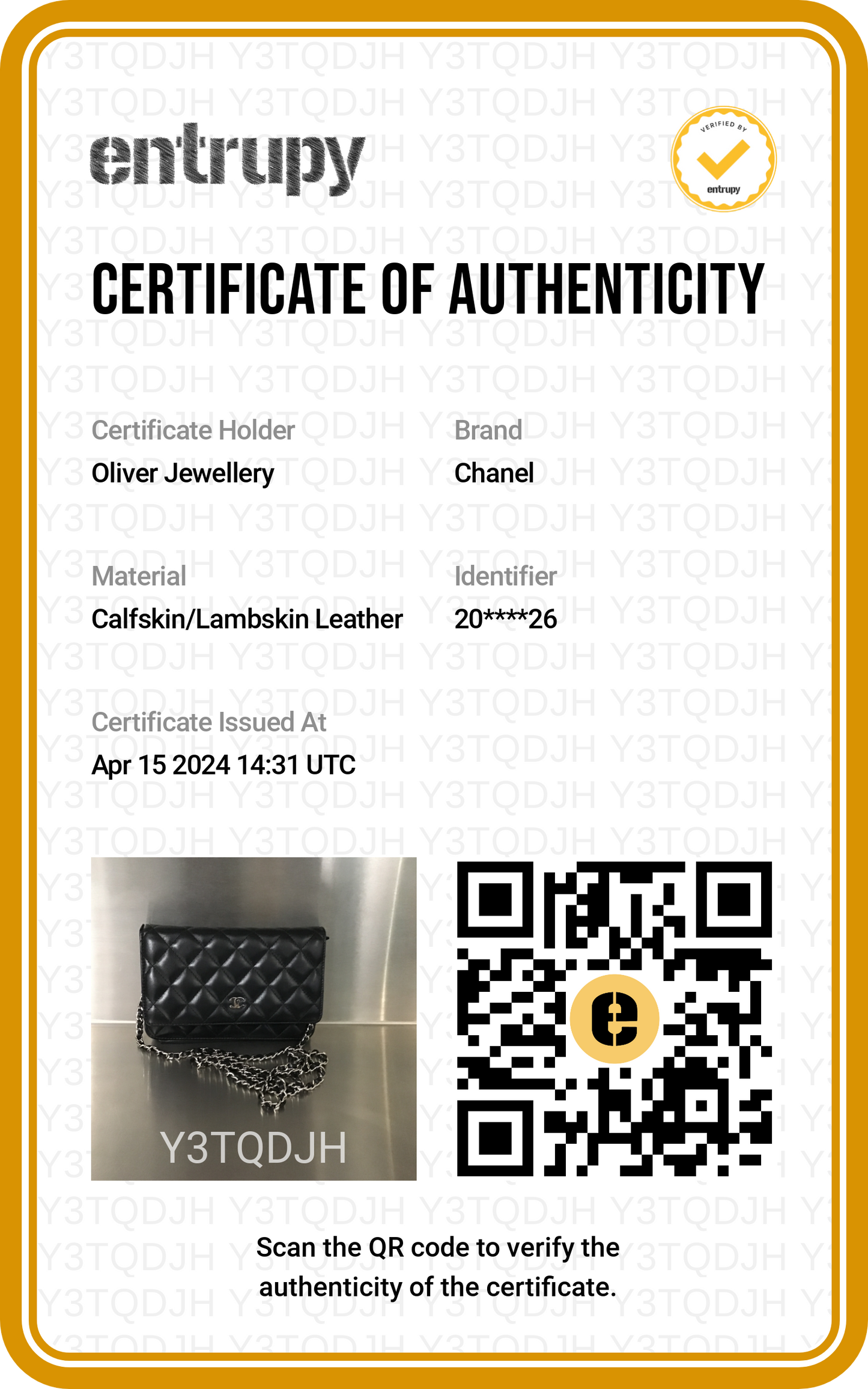 Chanel Black Lambskin Leather Classic Wallet on Chain