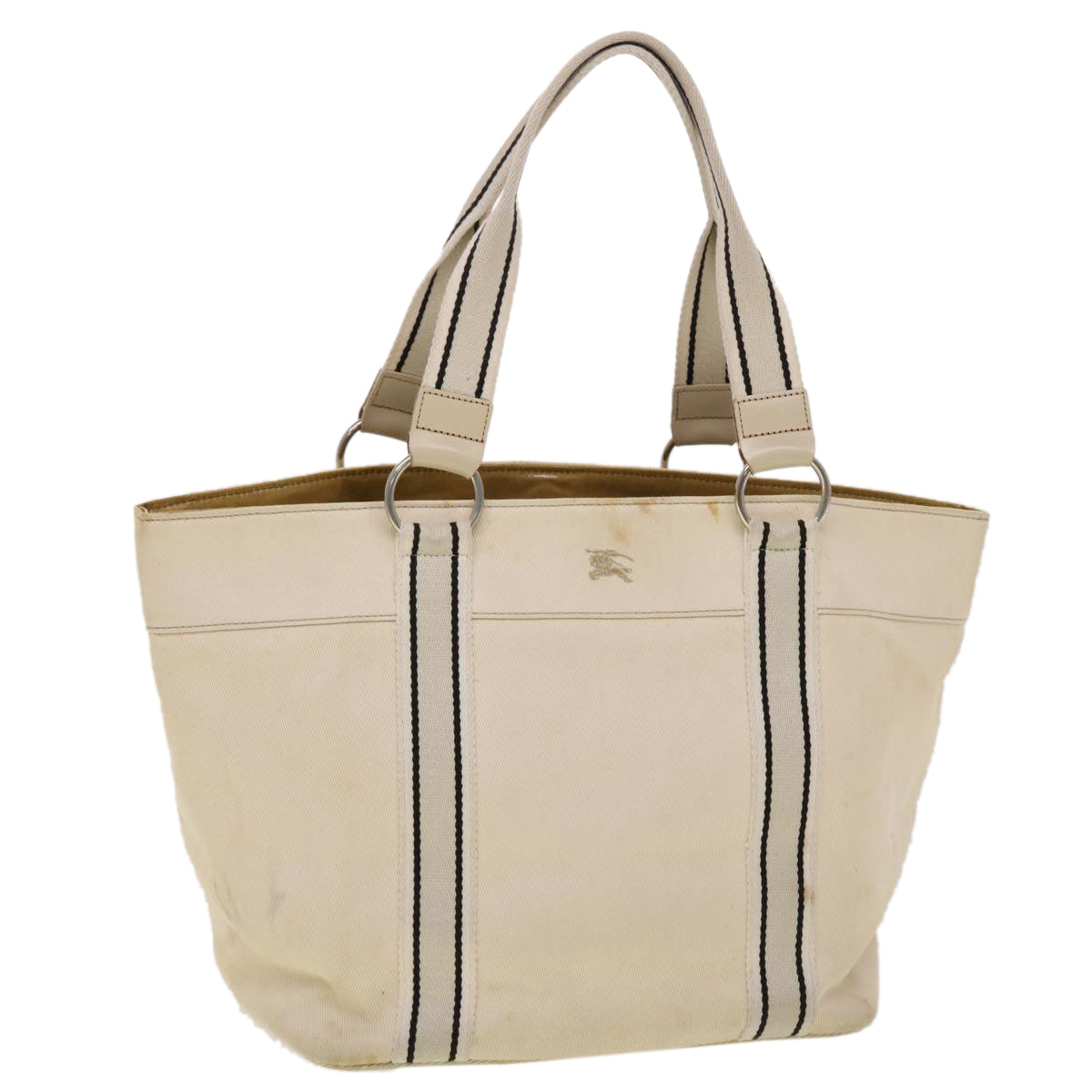 Luxury Burberry Tote Bag Canvas White Auth yb124