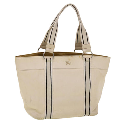 Luxury Burberry Tote Bag Canvas White Auth yb124