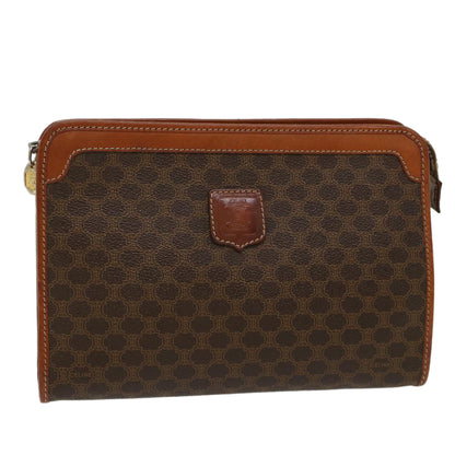 Luxury CELINE Macadam Canvas Clutch Bag PVC Leather Brown  yb352