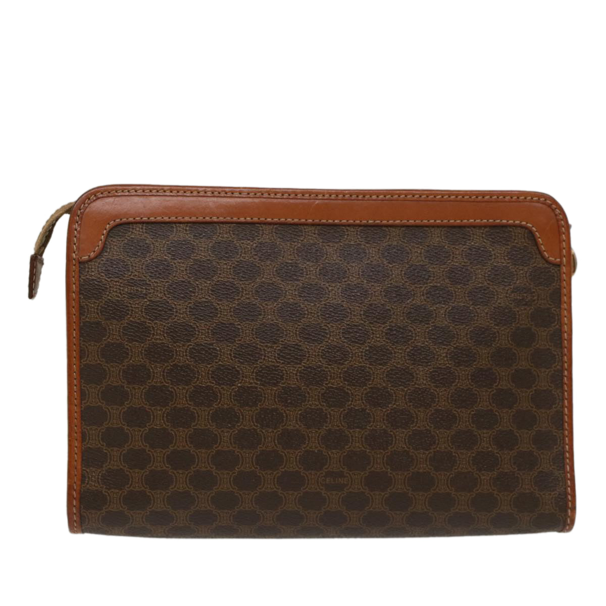 Luxury CELINE Macadam Canvas Clutch Bag PVC Leather Brown  yb352