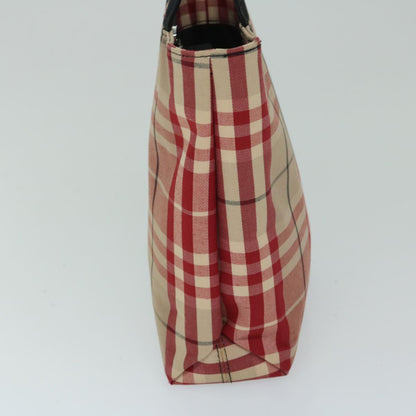 Luxury Burberry Nova Check Hand Bag Canvas Red Auth yb523