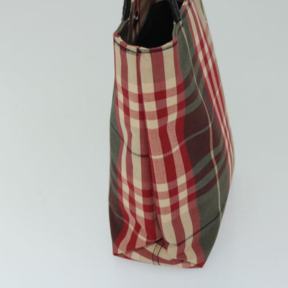 Luxury Burberry Nova Check Hand Bag Canvas Red Auth yb523