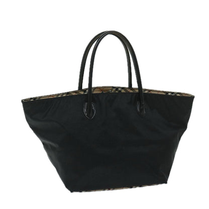 Luxury BurberrySs Blue Label Hand Bag Nylon Black Auth yb538