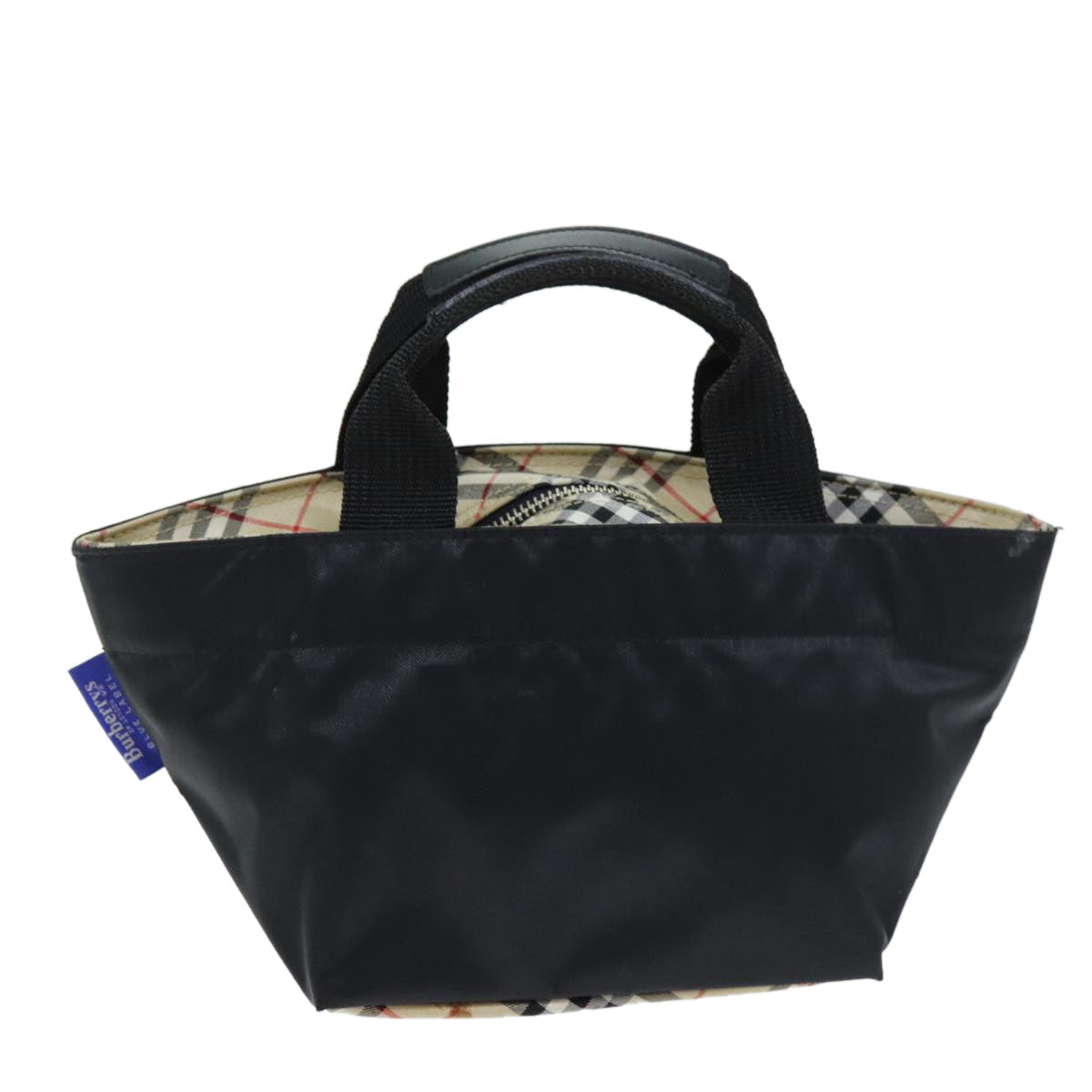 Luxury BurberrySs Blue Label Hand Bag Nylon Black Auth yb556