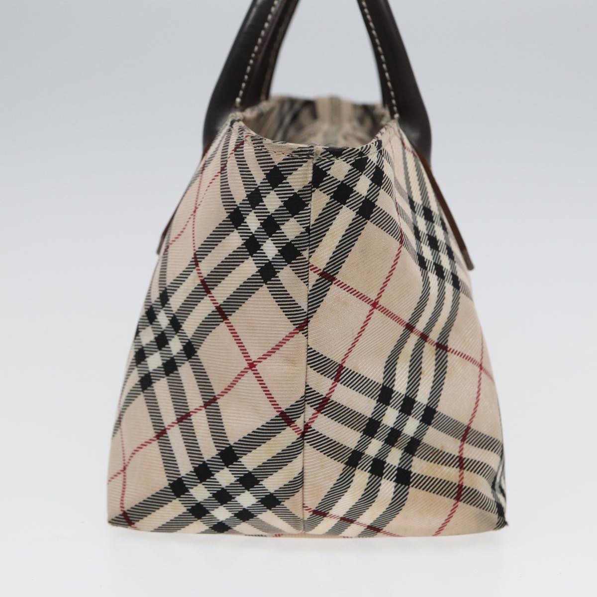 Luxury BurberrySs Nova Check Hand Bag Canvas Beige Auth yb587