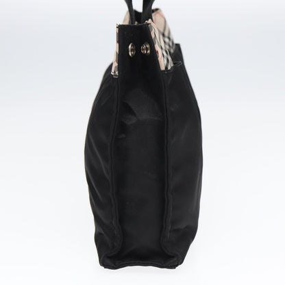 Luxury Burberry Nova Check Hand Bag Nylon Beige Black Auth yb621