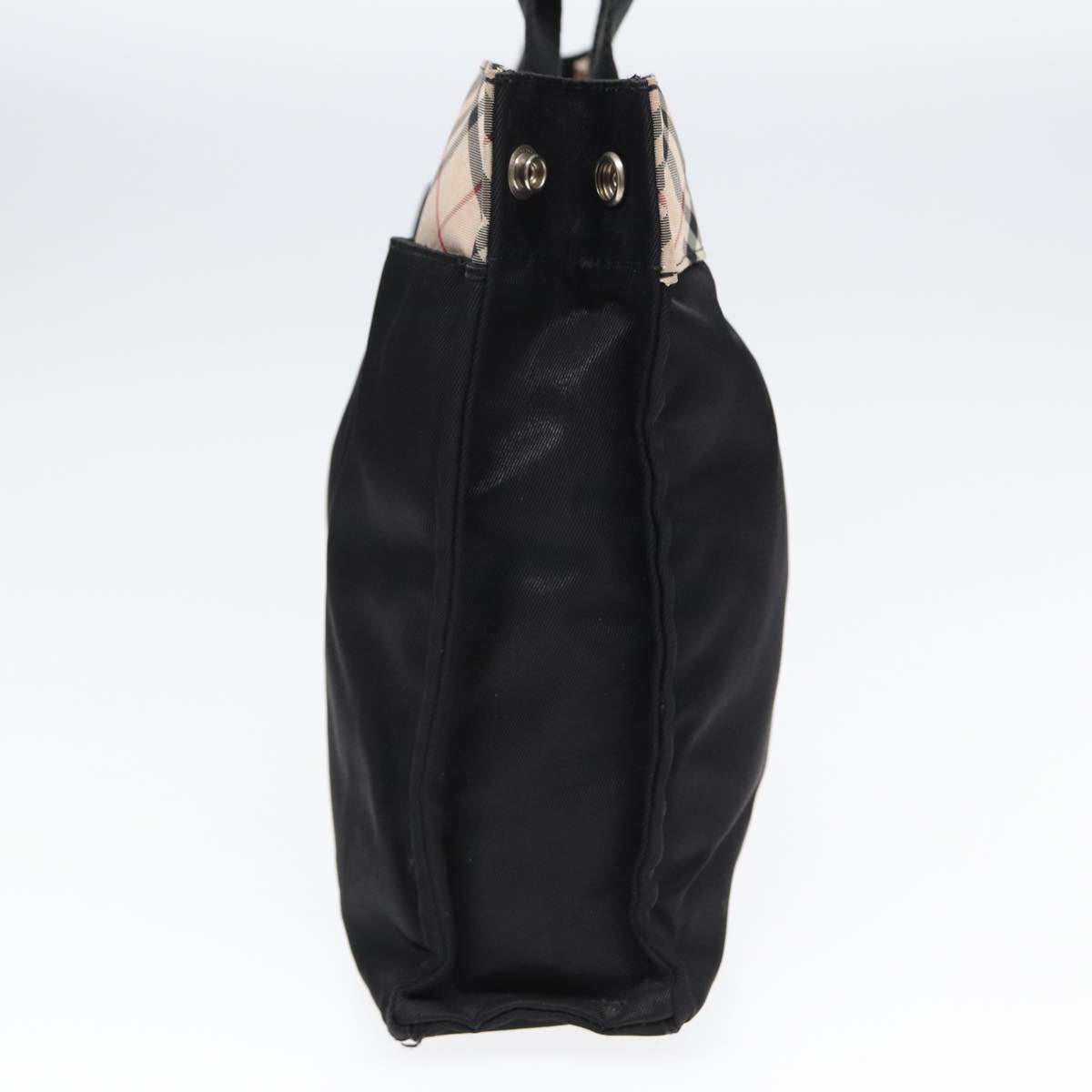 Luxury Burberry Nova Check Hand Bag Nylon Beige Black Auth yb621