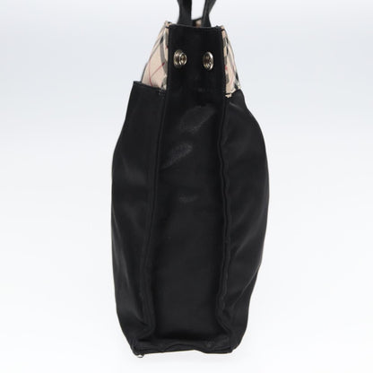 Luxury Burberry Nova Check Hand Bag Nylon Beige Black Auth yb621