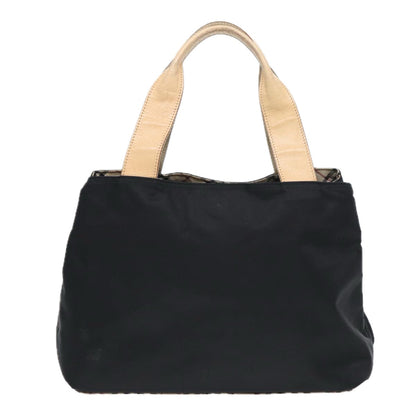 Luxury Burberry Nova Check Hand Bag Nylon Beige Black Auth yb631