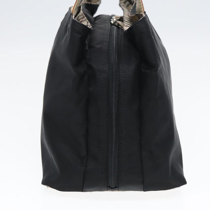 Luxury Burberry Nova Check Hand Bag Nylon Beige Black Auth yb631