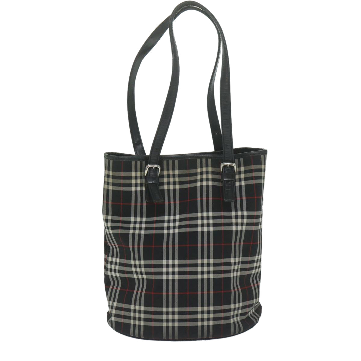 Luxury BurberrySs Nova Check Blue Label Shoulder Bag Nylon Black Auth yk10122