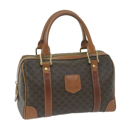 Luxury CELINE Macadam Canvas Boston Bag PVC Leather Brown 10205
