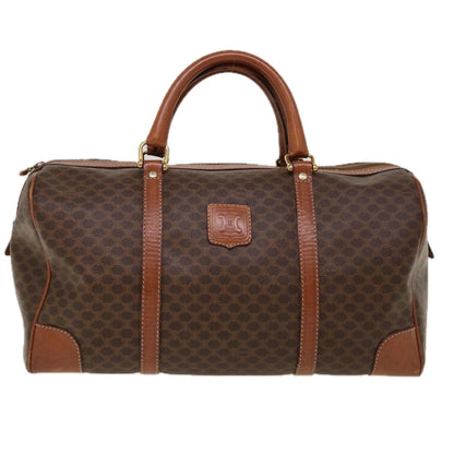 Luxury CELINE Macadam Canvas Boston Bag PVC Brown 10313