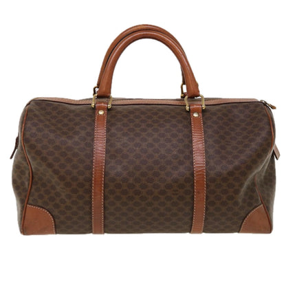 Luxury CELINE Macadam Canvas Boston Bag PVC Brown 10313