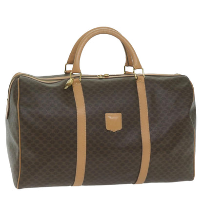 Luxury CELINE Macadam Canvas Boston Bag PVC Brown 10316