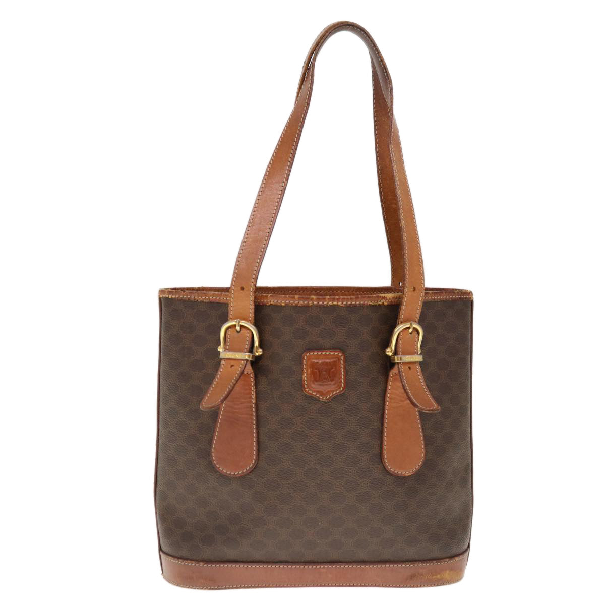 Luxury CELINE Macadam Canvas Shoulder Bag PVC Brown 10346