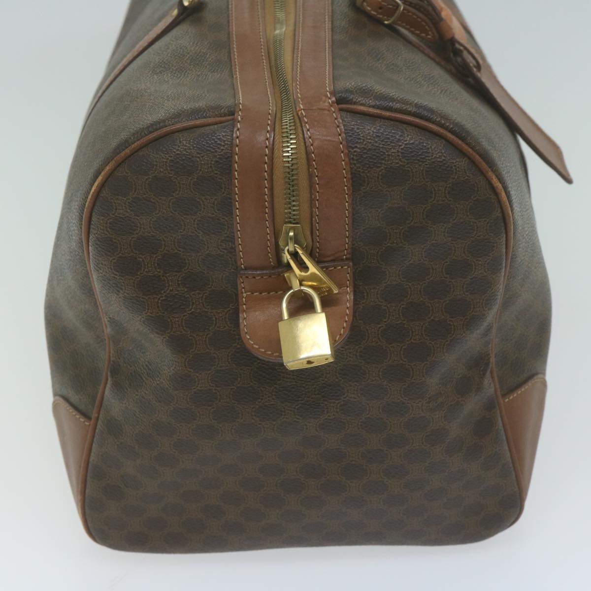 Luxury CELINE Macadam Canvas Boston Bag PVC Brown 10414
