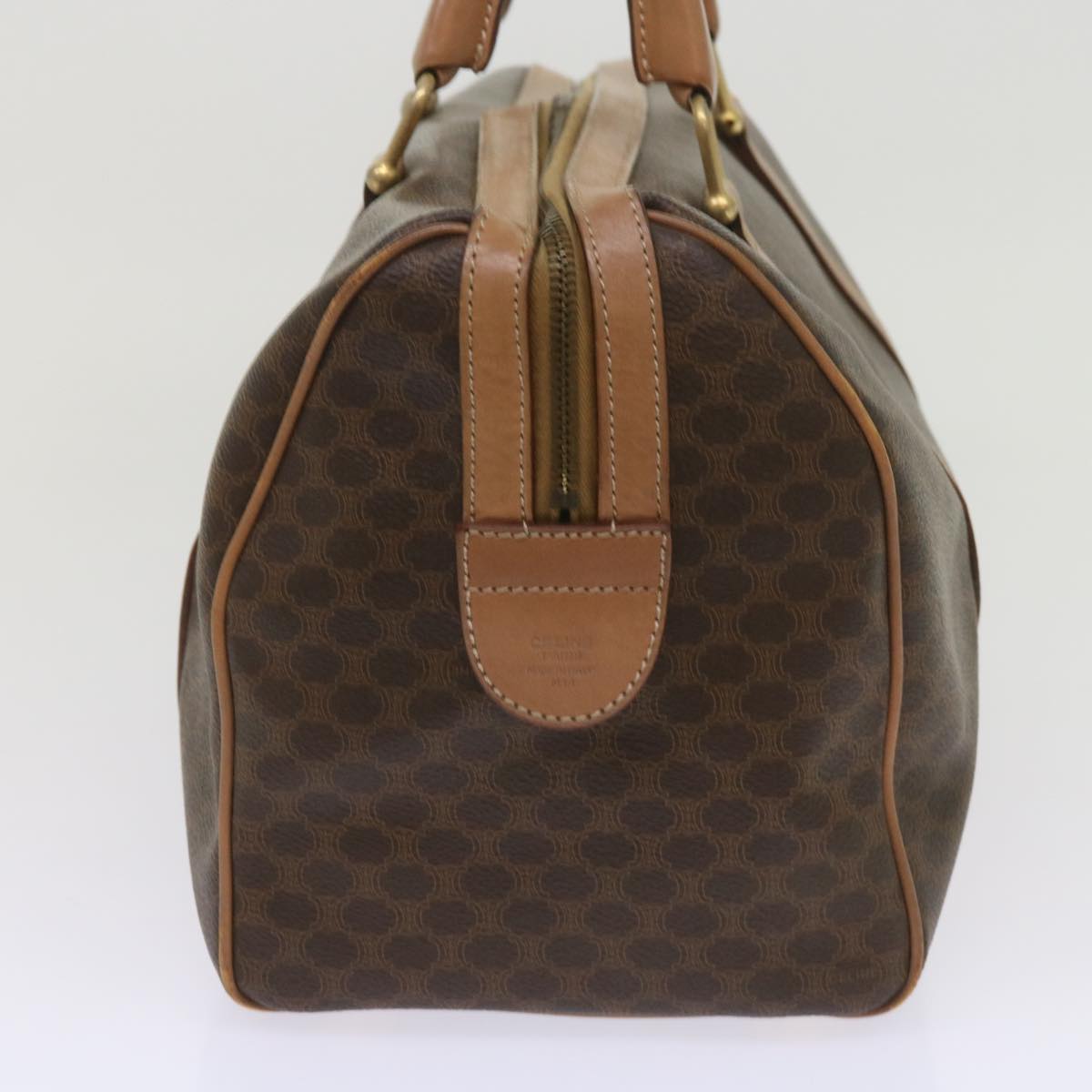 Luxury CELINE Macadam Canvas Boston Bag PVC Brown 10470