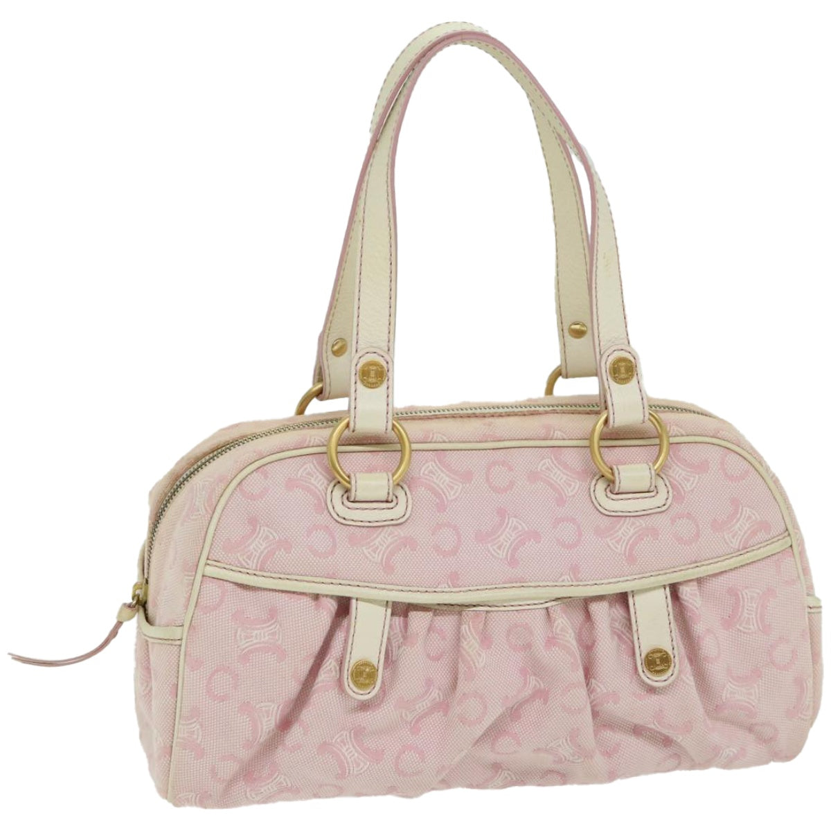 Luxury CELINE C Macadam Canvas Shoulder Bag Pink 10678