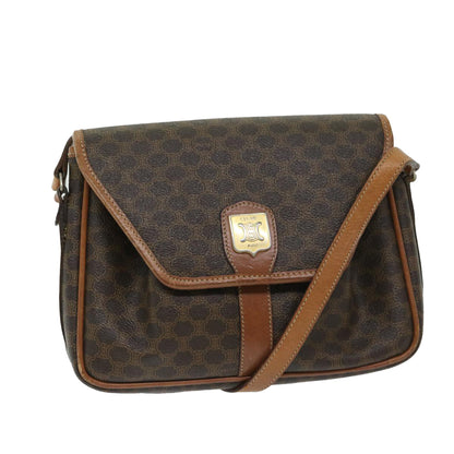 Luxury CELINE Macadam Canvas Shoulder Bag PVC Leather Brown 11066