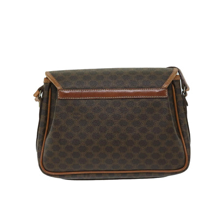 Luxury CELINE Macadam Canvas Shoulder Bag PVC Leather Brown 11066