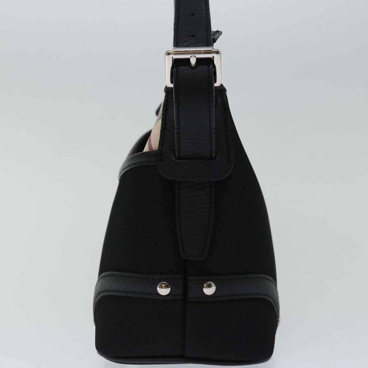 Luxury Burberry Nova Check Shoulder Bag Nylon Beige Black Auth yk11086