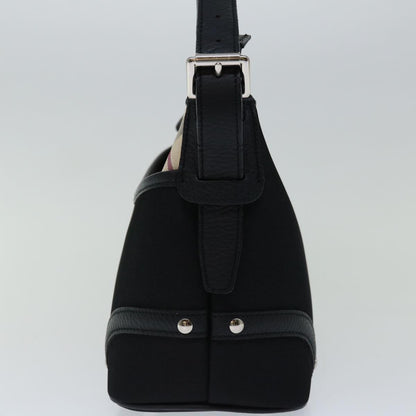 Luxury Burberry Nova Check Shoulder Bag Nylon Beige Black Auth yk11086