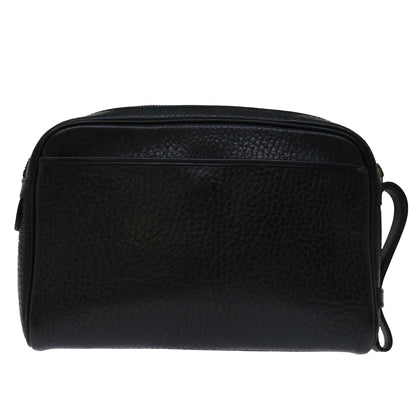 Luxury BurberrySs Clutch Bag Leather Black Auth yk11126