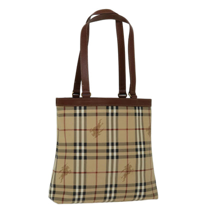 Luxury BurberrySs Nova Check Tote Bag PVC Beige Auth yk11163
