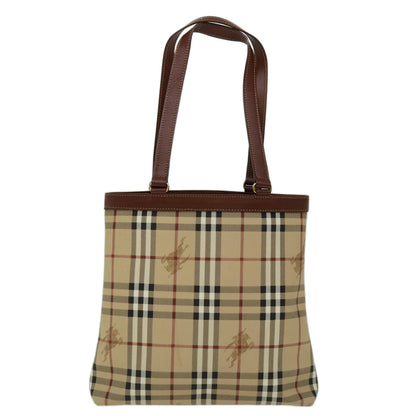 Luxury BurberrySs Nova Check Tote Bag PVC Beige Auth yk11163