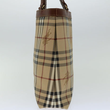 Luxury BurberrySs Nova Check Tote Bag PVC Beige Auth yk11163