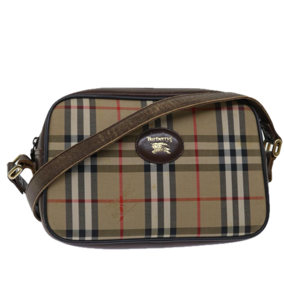 Luxury BurberrySs Nova Check Shoulder Bag Canvas Beige Auth yk11222
