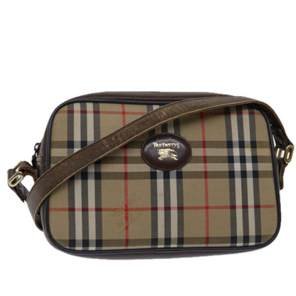 Luxury BurberrySs Nova Check Shoulder Bag Canvas Beige Auth yk11222