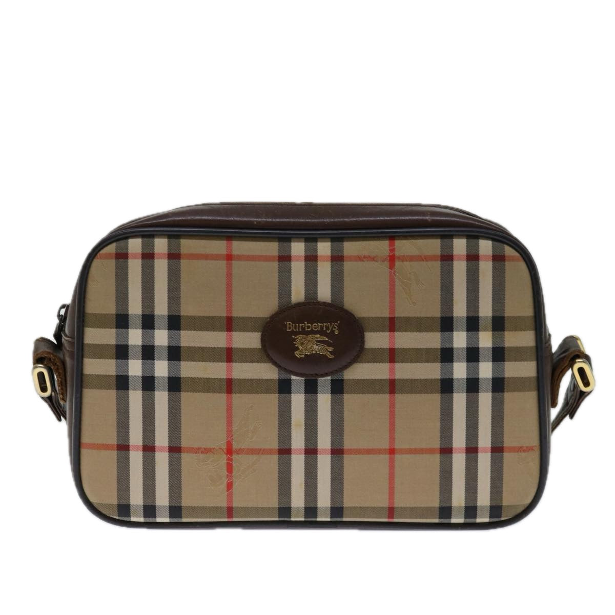 Luxury BurberrySs Nova Check Shoulder Bag Canvas Beige Auth yk11222