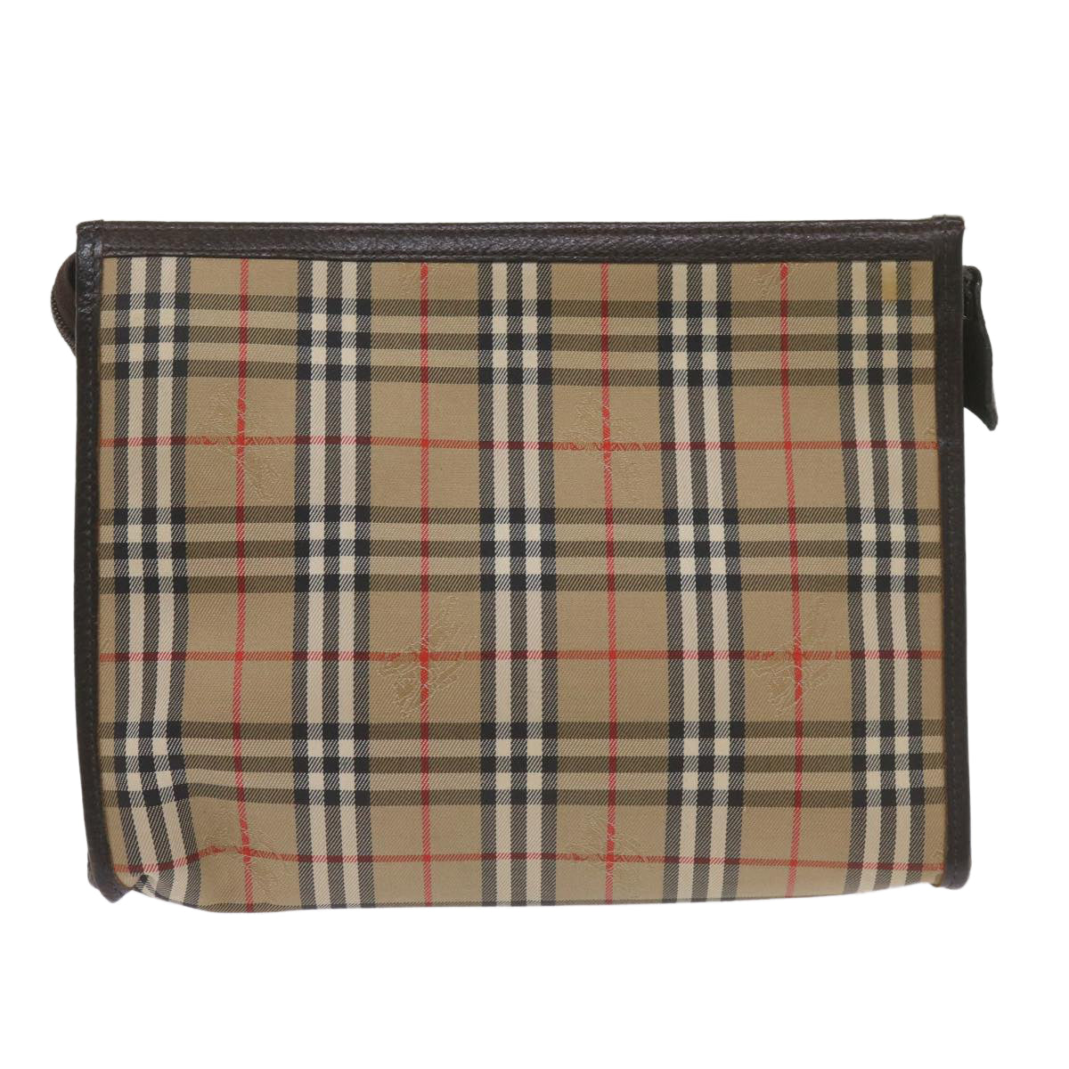 Luxury BurberrySs Nova Check Clutch Bag Canvas Black Beige Auth yk11236