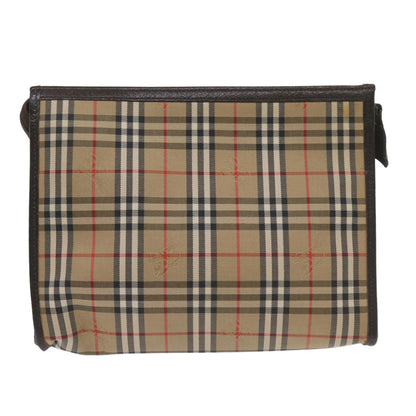Luxury BurberrySs Nova Check Clutch Bag Canvas Black Beige Auth yk11236