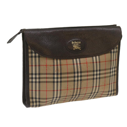 Luxury BurberrySs Nova Check Clutch Bag Canvas Black Beige Auth yk11237