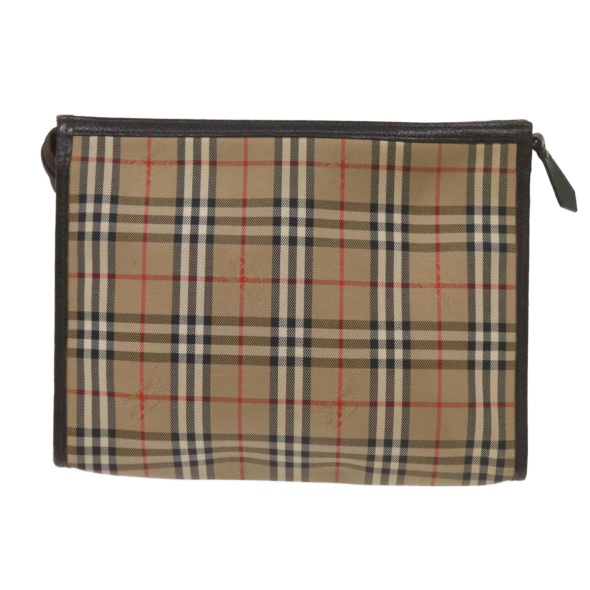 Luxury BurberrySs Nova Check Clutch Bag Canvas Black Beige Auth yk11237