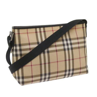 Luxury Burberry Nova Check Shoulder Bag Coated Canvas Beige Auth yk11241
