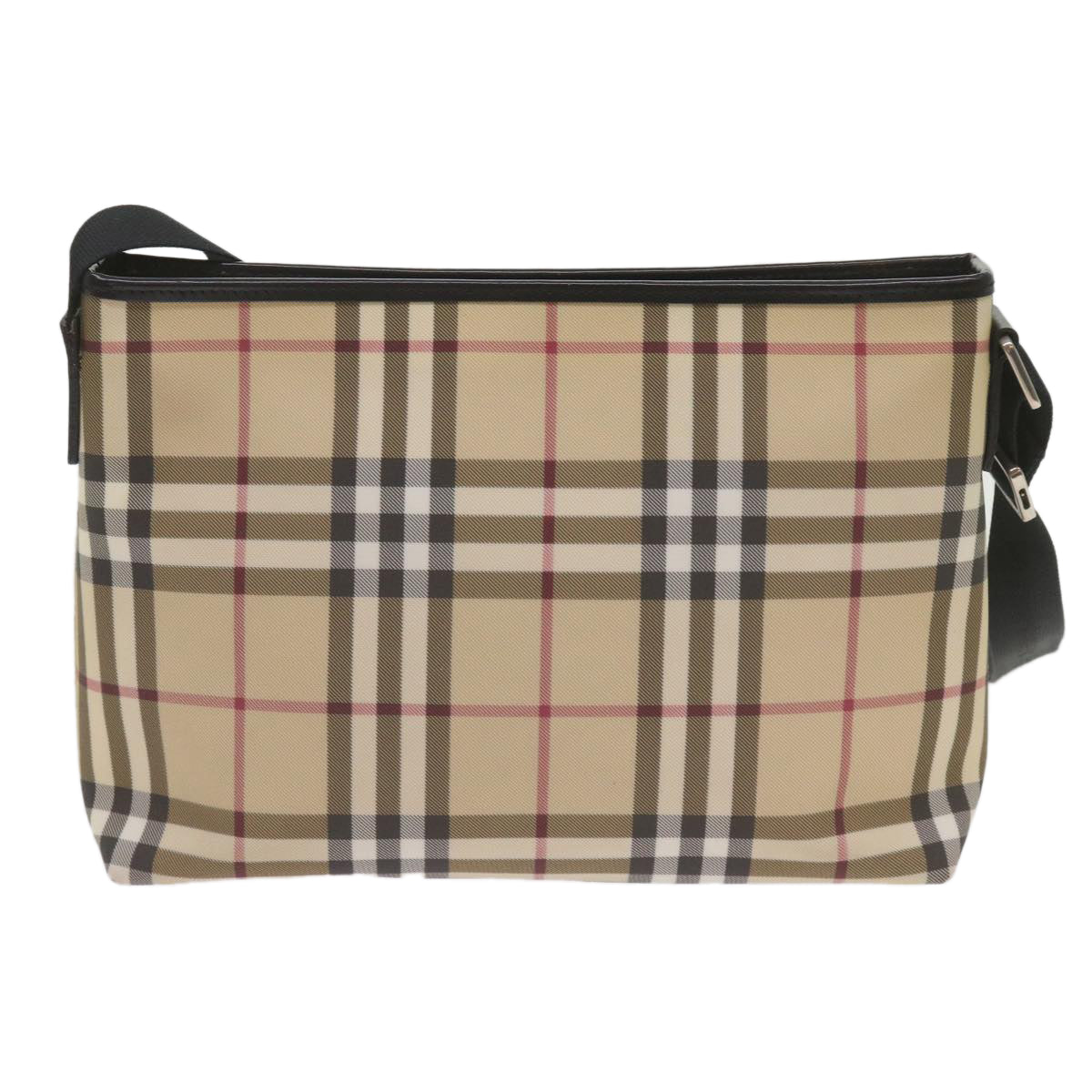 Luxury Burberry Nova Check Shoulder Bag Coated Canvas Beige Auth yk11241