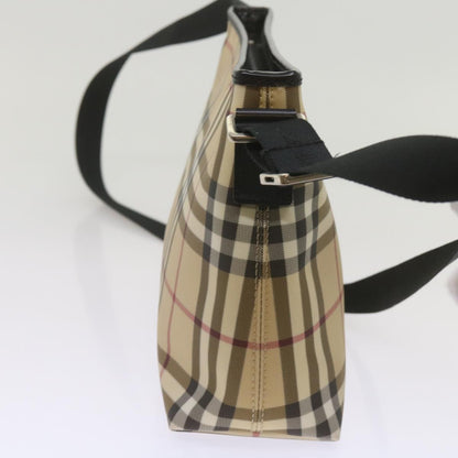 Luxury Burberry Nova Check Shoulder Bag Coated Canvas Beige Auth yk11241