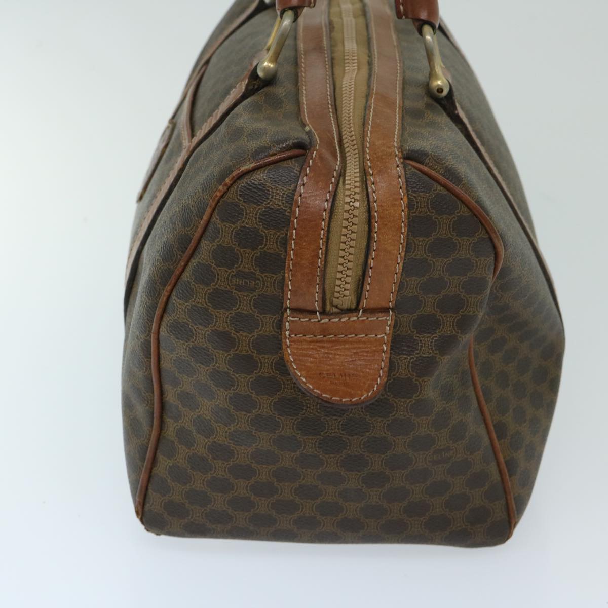 Luxury CELINE Macadam Canvas Boston Bag PVC Brown 11250